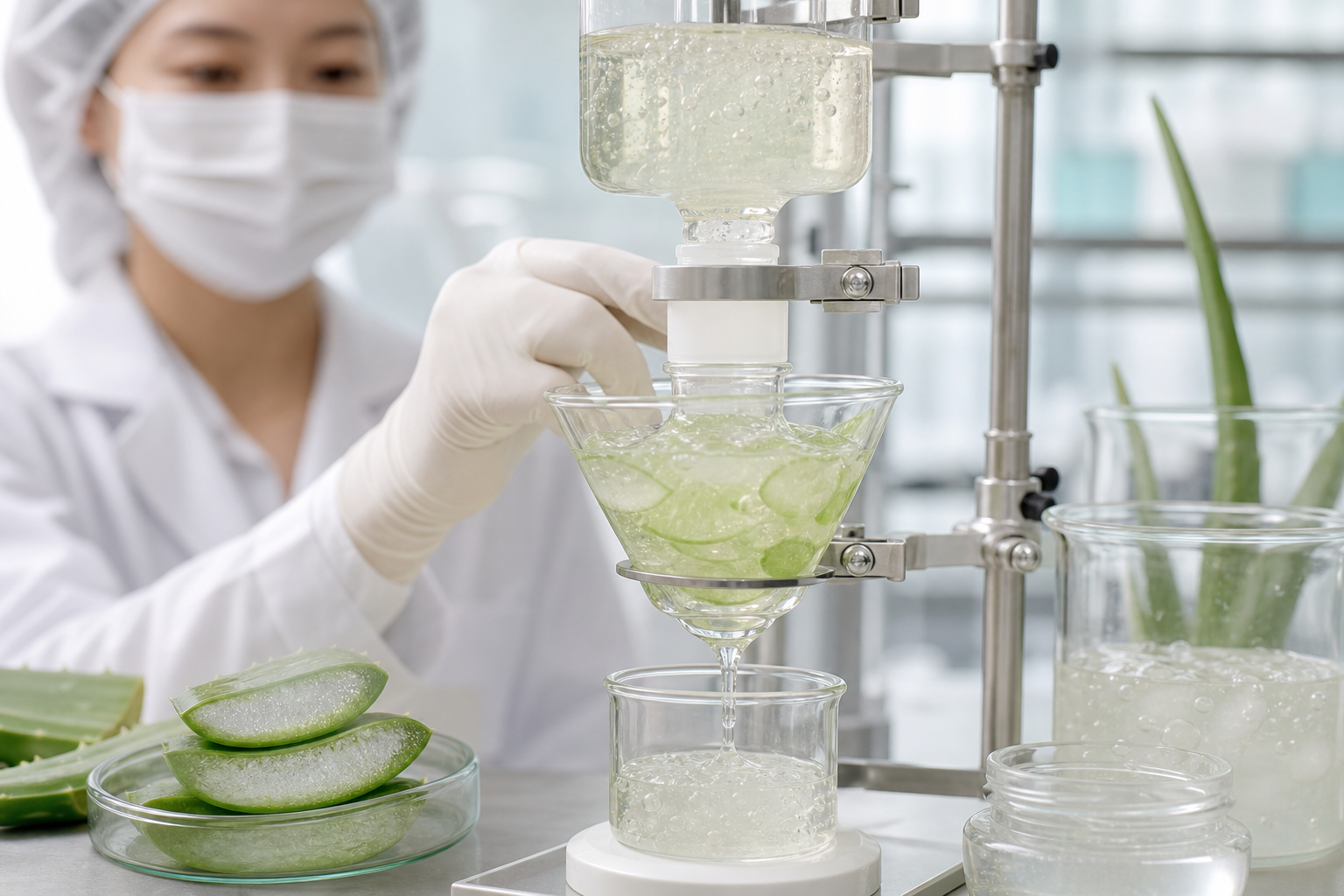 Filtrado y purificación del extracto de aloe